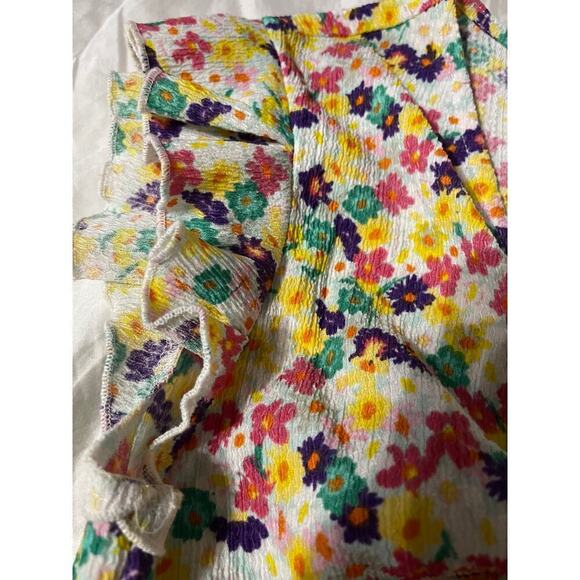 Vero Moda Floral Print Tie Crop Top Size Large - Picture 3 of 5